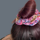 Pink floral hedgehog scrunchie. Floral scrunchie.