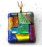 Dichroic Glass S008 Supersize Patchwork Pendant with Gold plated chain - Image 7