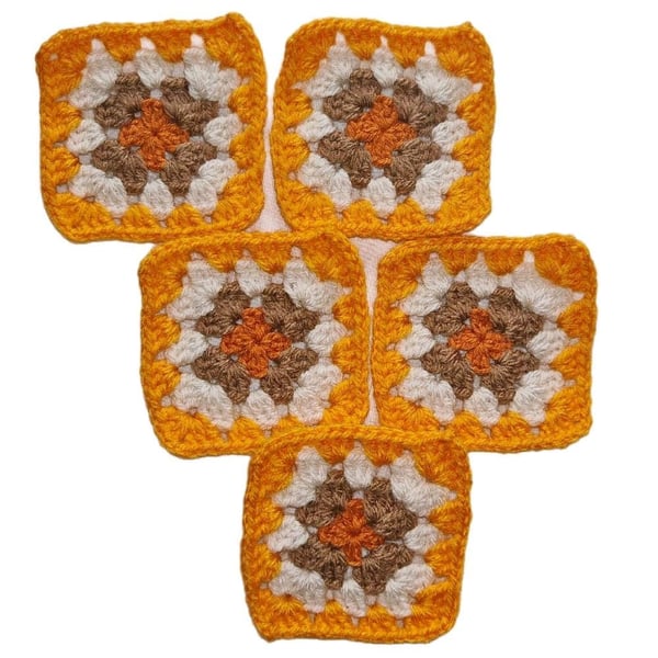Crochet Granny Squares Pumpkin Pixie Glow Colour Scheme 3-inch Size