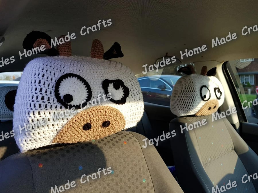 Crochet Cow Headrest Covers