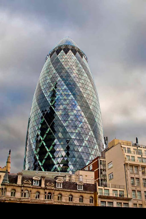30 St Mary Axe The Gherkin London England UK 12"x18" Print