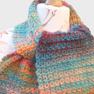 Colourful Variegated Crocheted Scarf- Happy Scarf