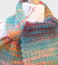 Colourful Variegated Crocheted Scarf- Happy Scarf