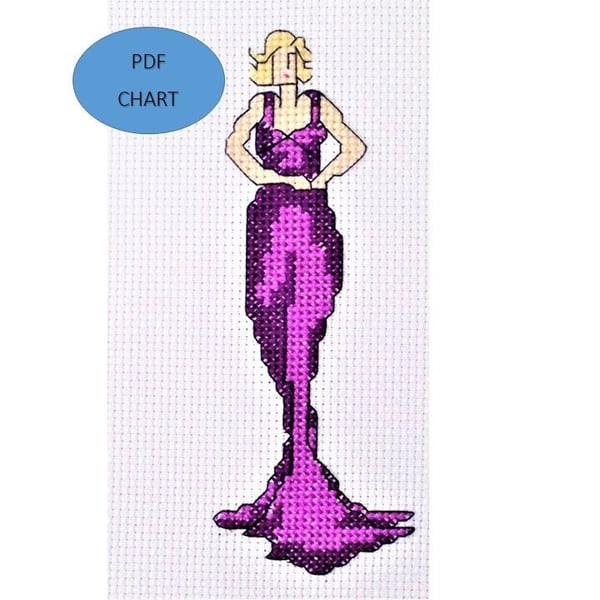 1930's era fashion lady small cross stitch instant download PDF chart