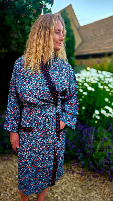 Handmade Liberty Fabric Dressing Gown – Authentic Tana Lawn Luxury Robe 