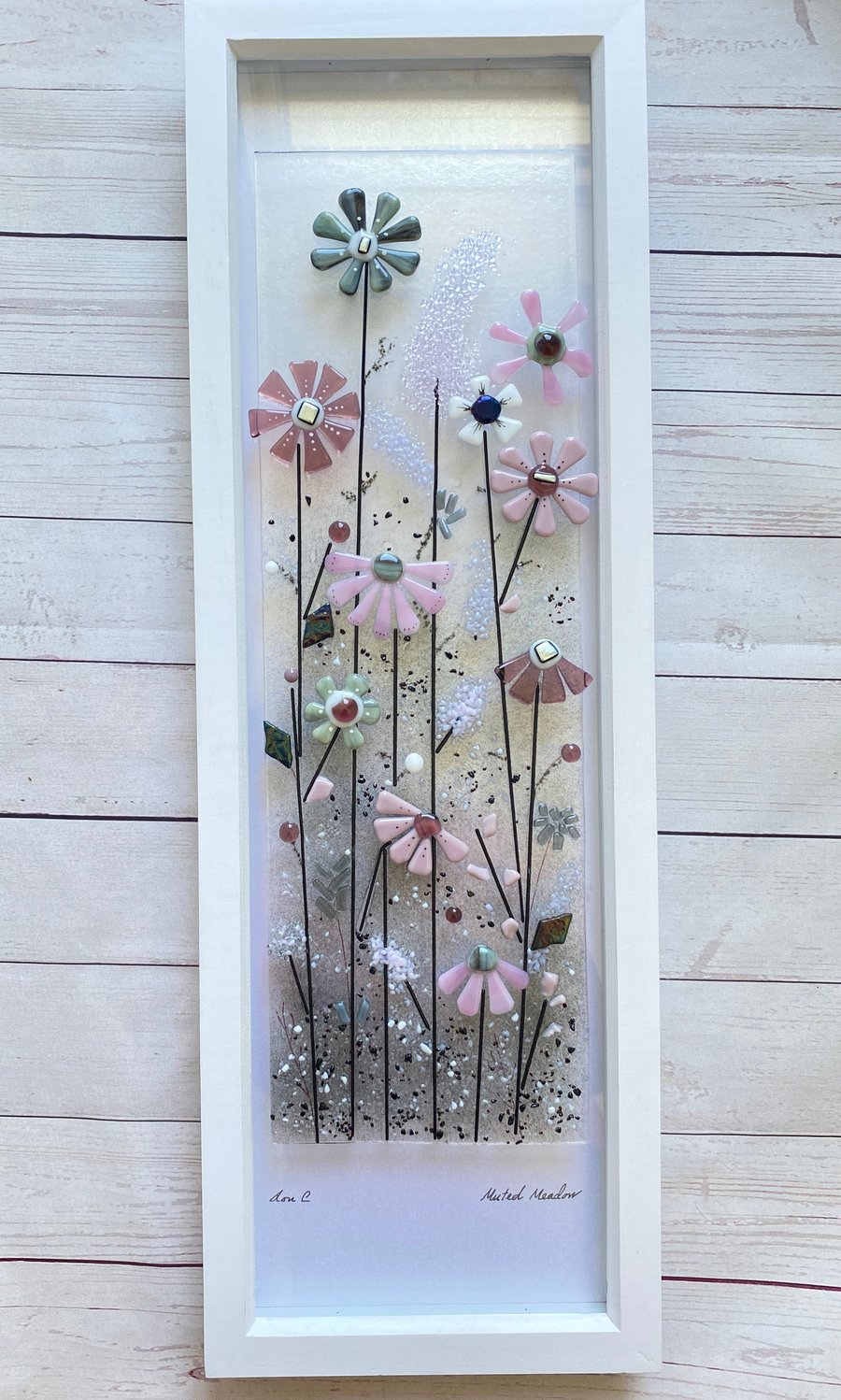  Muted meadow glass picture- fused glass art