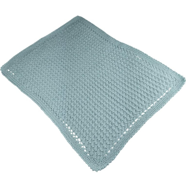 Handmade Crochet Baby Blanket Duck Egg Blue Pram Cot or Car Seat