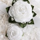 Handmade Satin Wedding Corsage and Boutonniere Set