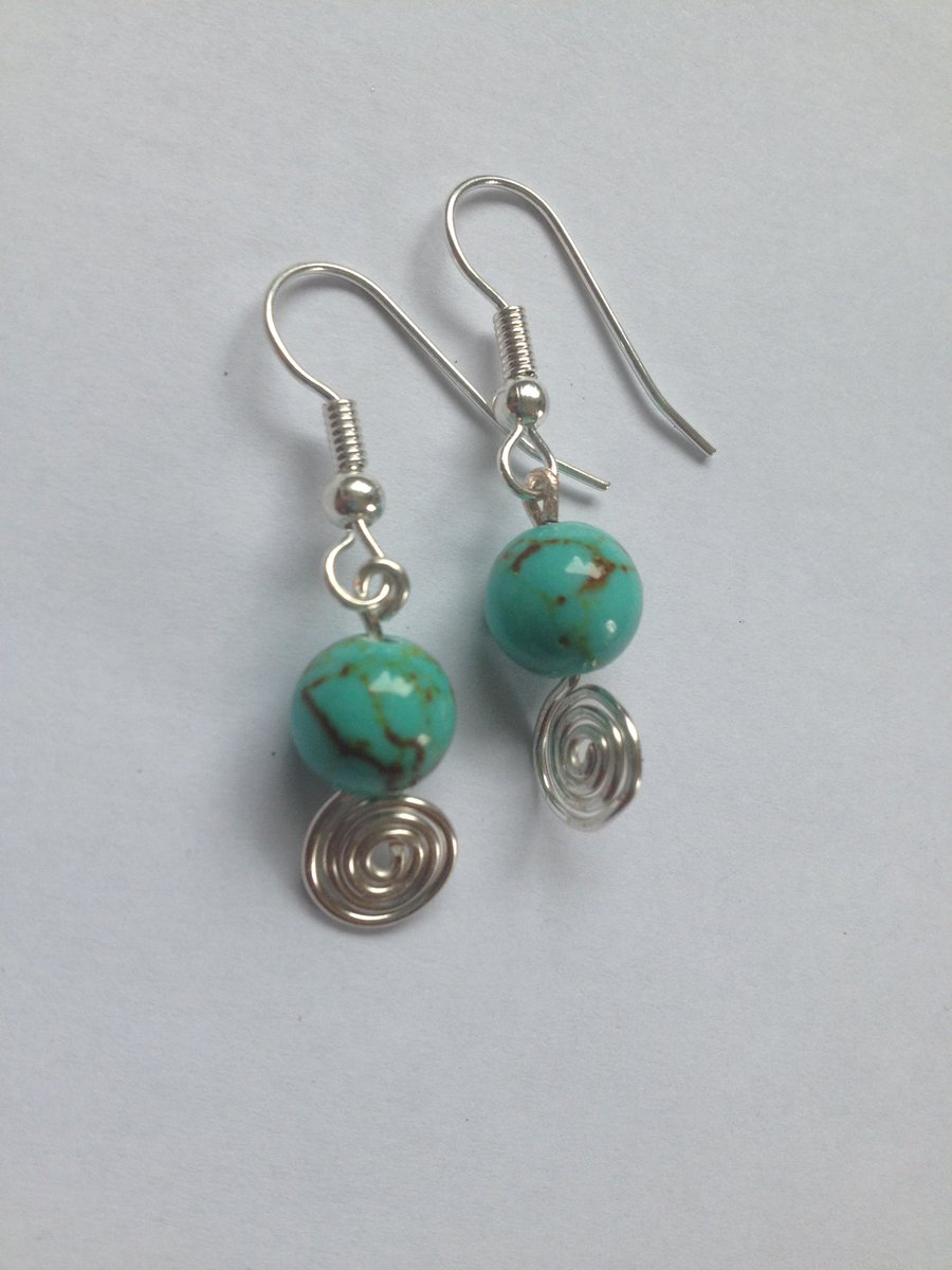 Turquoise Spiral Earrings