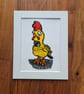 The Mascot - handmade original linocut bird art print