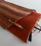 Glasses and pencil case, red-brown with wrap around pocket - Image 1
