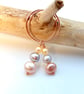 Freshwater Pearl & Rose Vermeil Hoop Earrings, June Birthday, Bridesmaid Gifts - Image 3