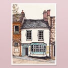 The Shake & Sweet Shop Witney Print - Café Illustration - Oxfordshire Wall Art