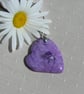 SALE - Purple Bamboo Agate Gemstone Heart Pendant with Silver Plated Chain - Image 2
