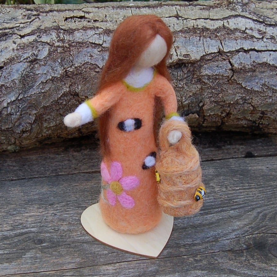 Seconds Sunday, needle felt figure - Mellissa - gift for a bee keeper, 