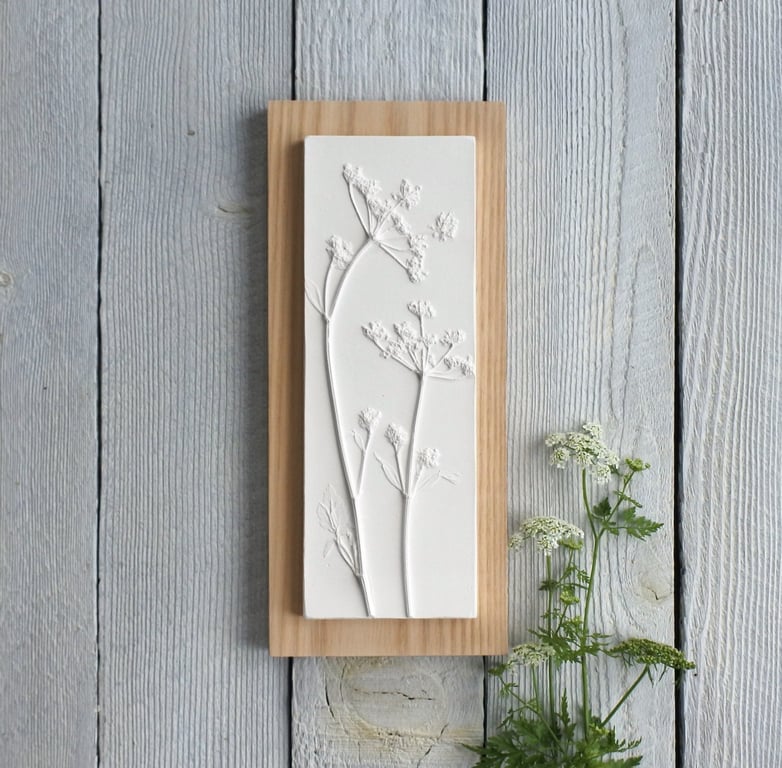 Cow Parsley No.1 Plaster Cast Wall Plaque, Limited Edition
