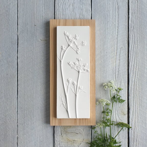 Cow Parsley No.1 Plaster Cast Wall Plaque, Limited Edition