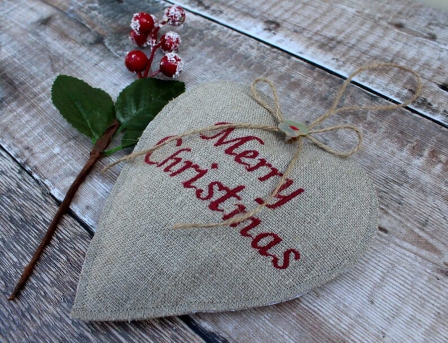 Merry Christmas Lavender Heart Decoration