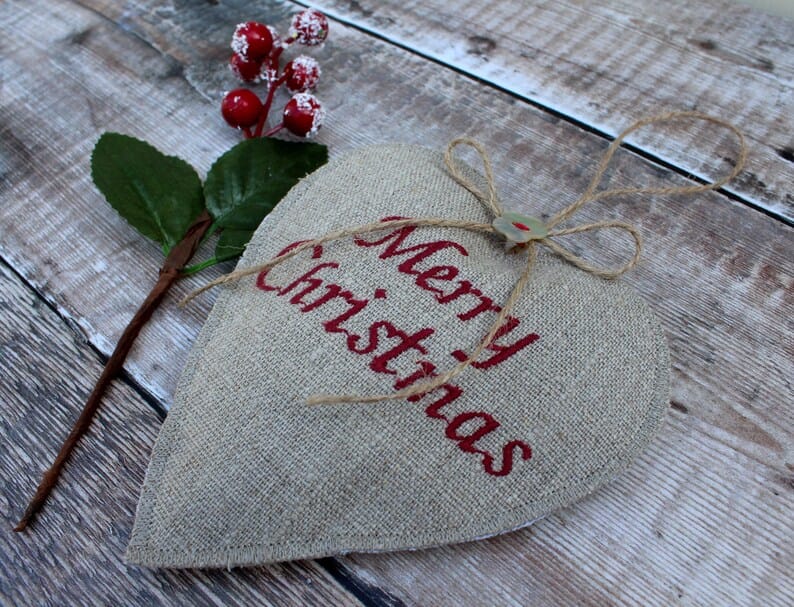 Merry Christmas Lavender Heart Decoration