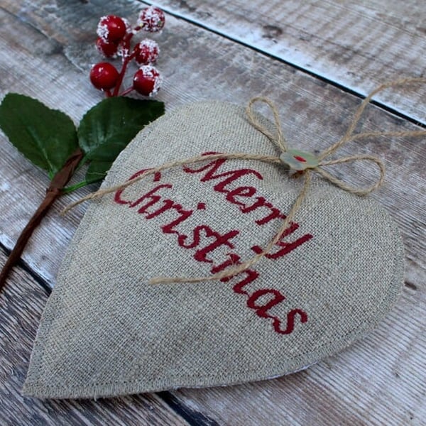 Merry Christmas Lavender Heart Decoration