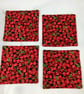 Cherries coasters set of 4, cherry fabric coasters, Handmade - Image 3