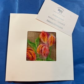 Needle Felted Easter Tulip Blank Greeting Card