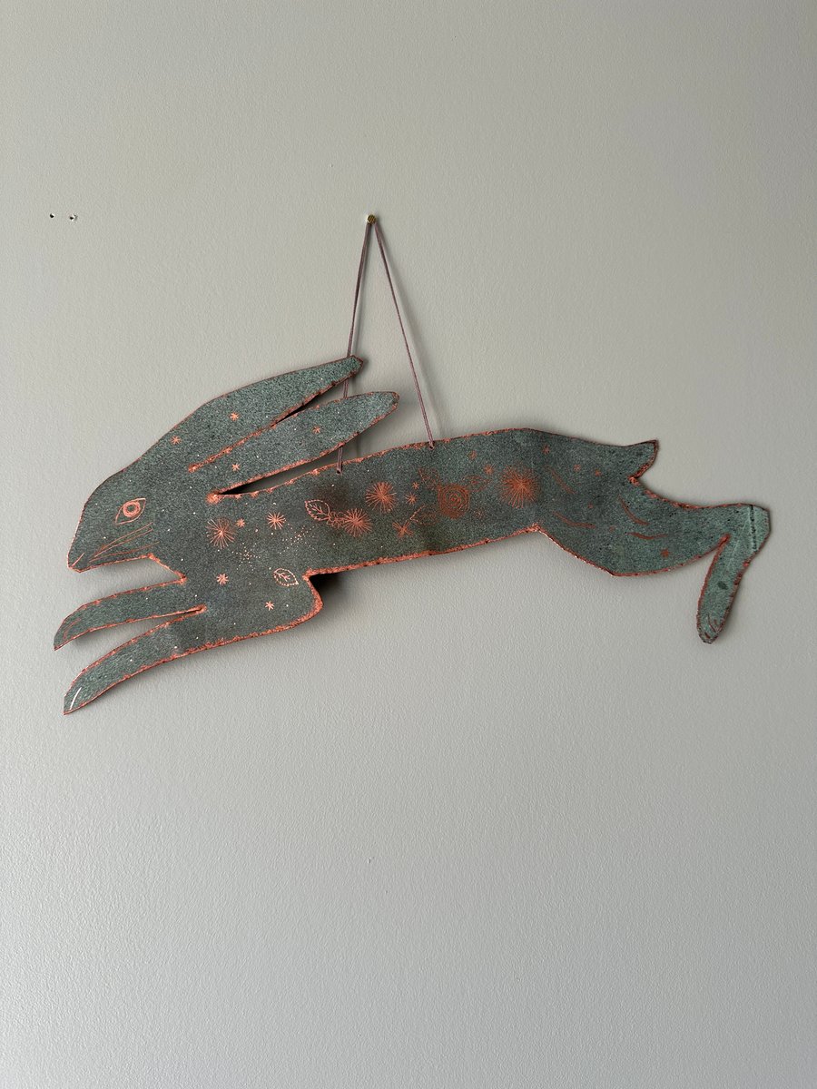 Handmade Copper Hare Sculpture Wall Hanging