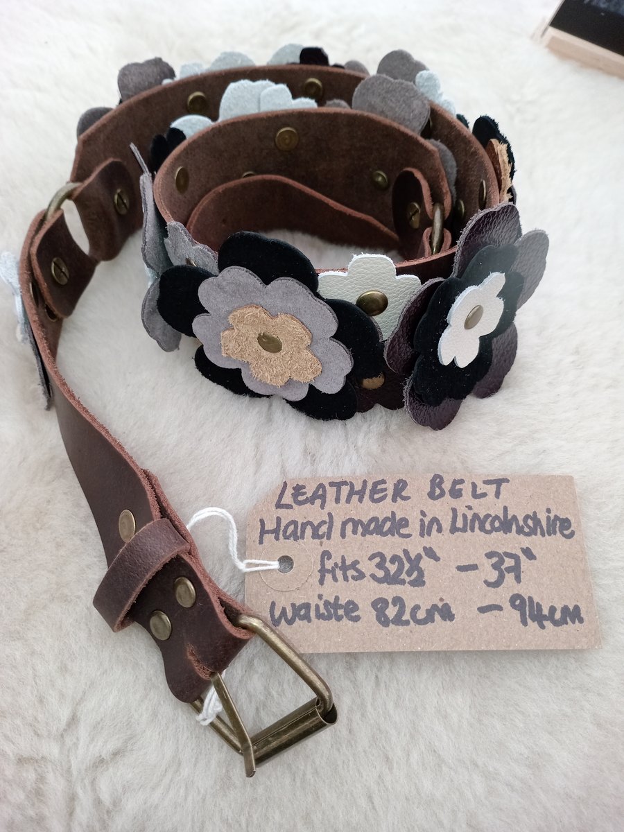 Brown Flower Leather Belt 