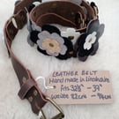 Brown Flower Leather Belt 
