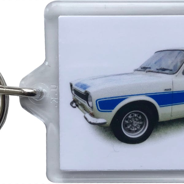 Ford Escort RS2000 Mk1 1973 - Keyring with 50x35mm Insert - Classic Car Fan