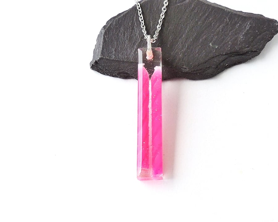 Pink Birthday Cake Candles Resin Pendant - 2061