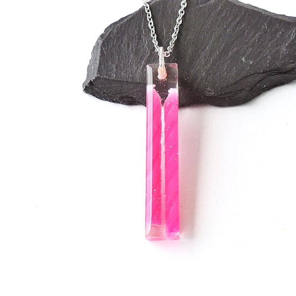 Pink Birthday Cake Candles Resin Pendant - 2061