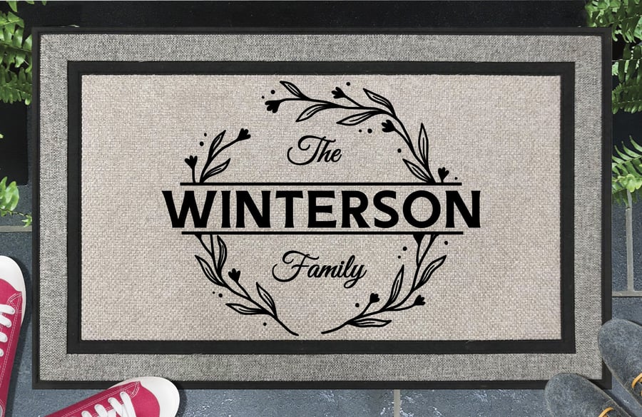 Personalised Surname Door Mat - Customised Family Name Doormat - All Weather 