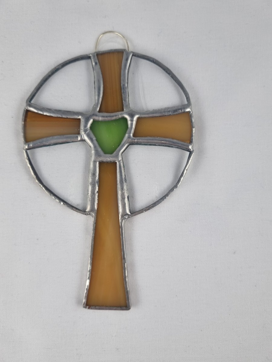 574 Stained Glass Small Cross - handmade hanging decoration.