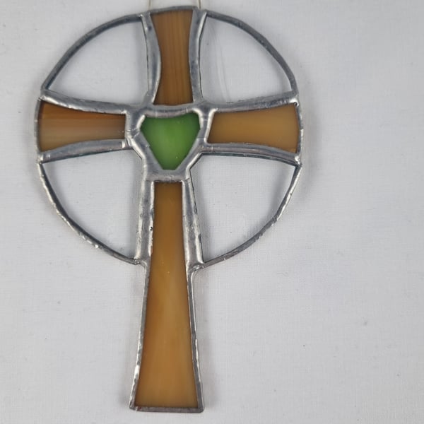 574 Stained Glass Small Cross - handmade hanging decoration.