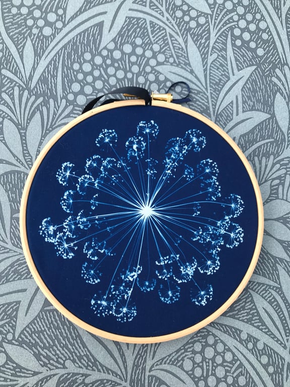  Cyanotype Botanical Art in a Hoop.