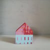 Miniature Wooden House, Little Red House, House Sculpture, New Home
