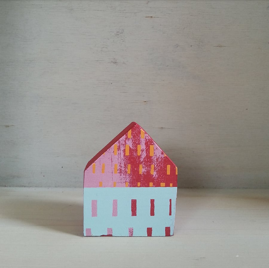 Miniature Wooden House, Little Red House, House Sculpture, New Home
