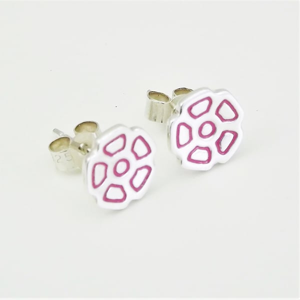 Flower stud earrings, Handmade from Sterling Silver