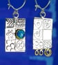 Handmade Blue Opal earrings, asymmetrical sterling silver with a gemstone choice - Image 5