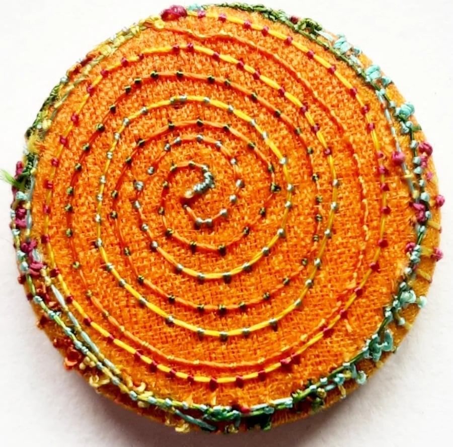 Buttons 1 inch button Hand Dyed Silks and Cottons Free Machine Embroidery Button