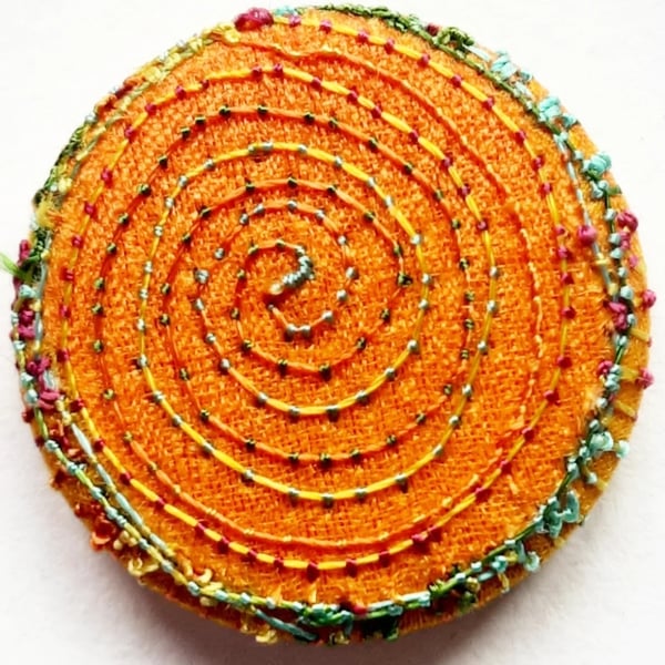 Buttons 1 inch button Hand Dyed Silks and Cottons Free Machine Embroidery Button
