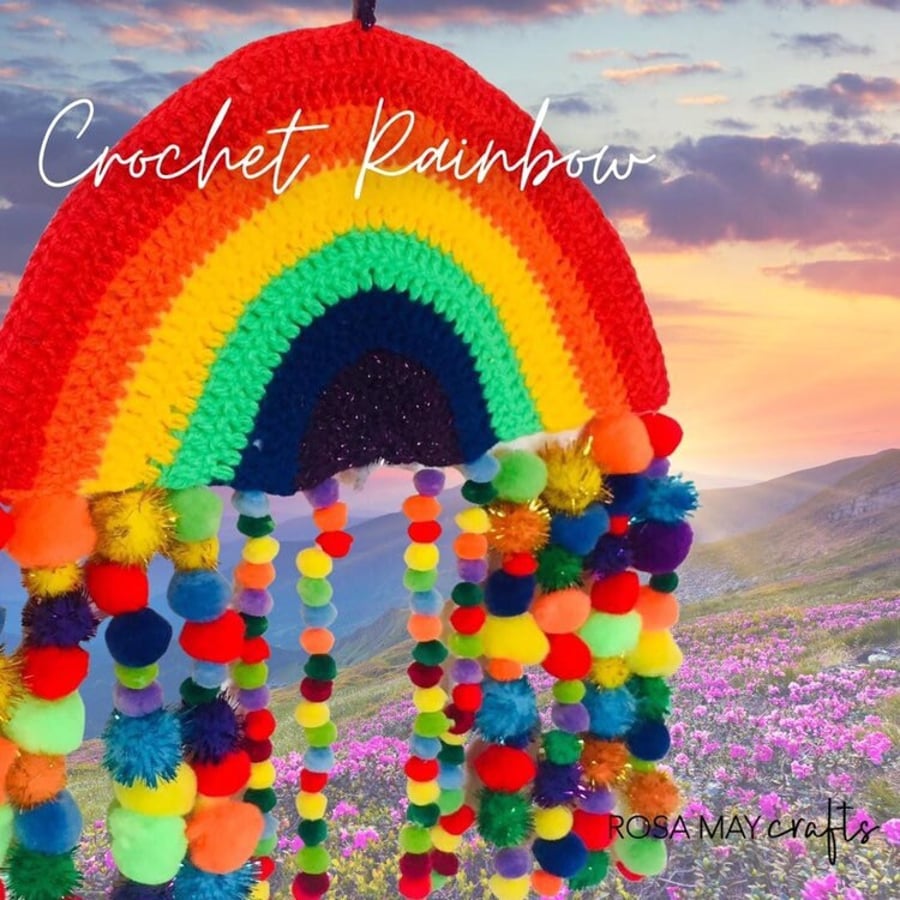 crochet　hanging　Croc...　Rainbow　Wall　pattern,　easy　Folksy