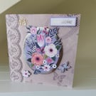 Hand Made Flower & Butterfly Greeting Card, Birthday Card, Celebration Card
