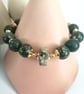 Green chunky gemstone  bracelet, woodland jasper & marcasite  - Image 2