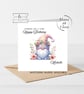 Grey Floral Gnome Happy Birthday Card