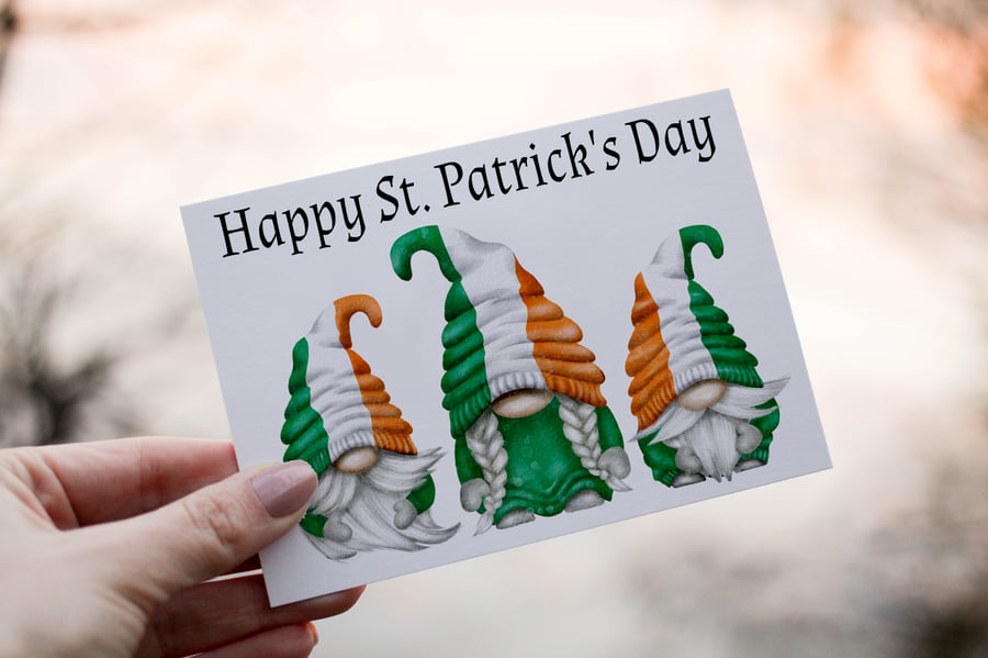 St Patrick's Day Gnome Card, Custom Card For St Patrick's Day, Personalised Card