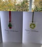 Handmade fused glass keepsake Christmas card with a tree or a wreath - Image 4
