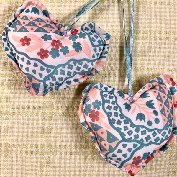 Sage Green and Peach Floral Heart Decoration