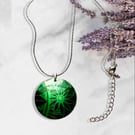 SALE Emerald green necklace, 32mm abstract disc pendant. Perfectly imperfect